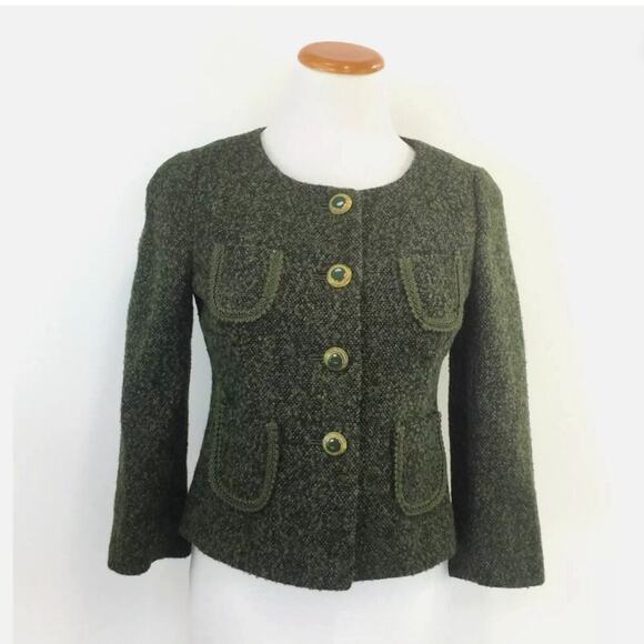 NWT Ann Taylor Loft Petites Green Blended Wool Blazer Size 6P - Picture 1 of 11